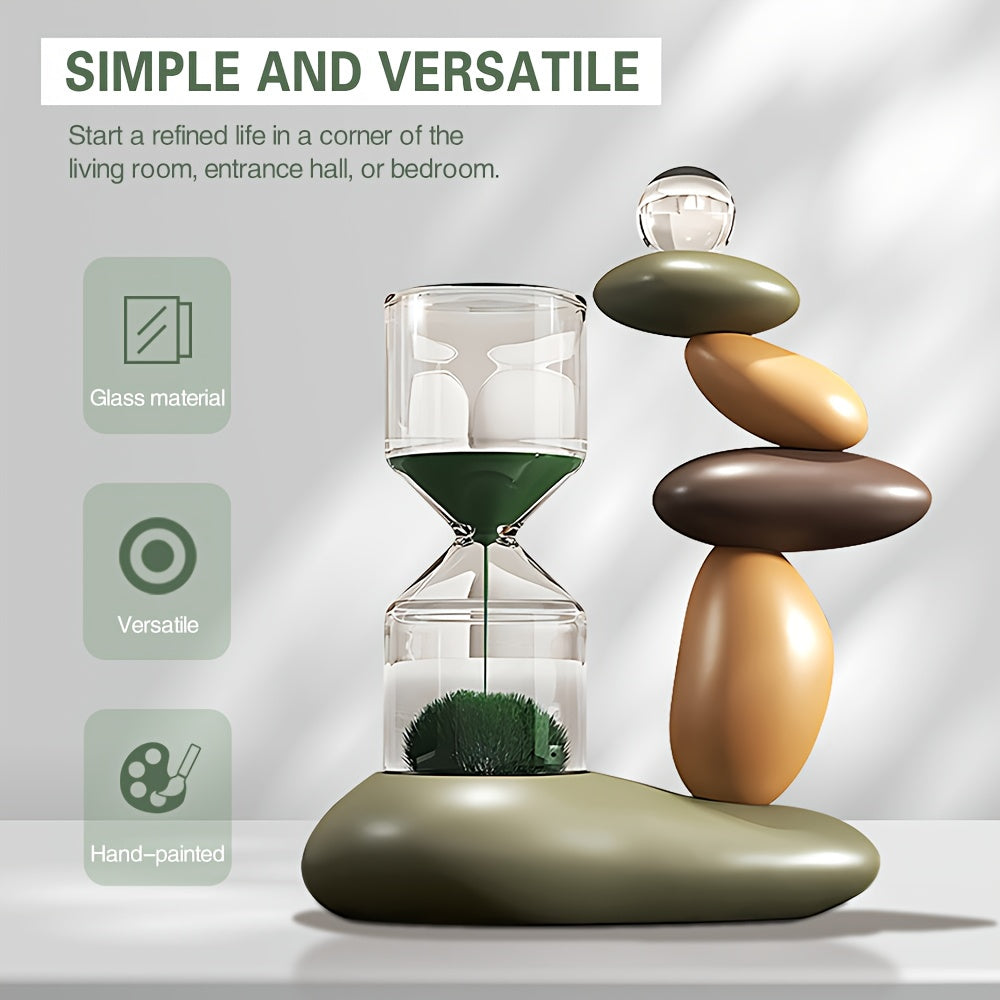 Modern Resin Art Sculpture, Hourglass And Stone Ornaments, Resin Fortune Stone Ornaments, Boho Home Decor, Living Room Decor, Unique Housewarming Gift, Suitable for Various Room Types, Holiday Decorations