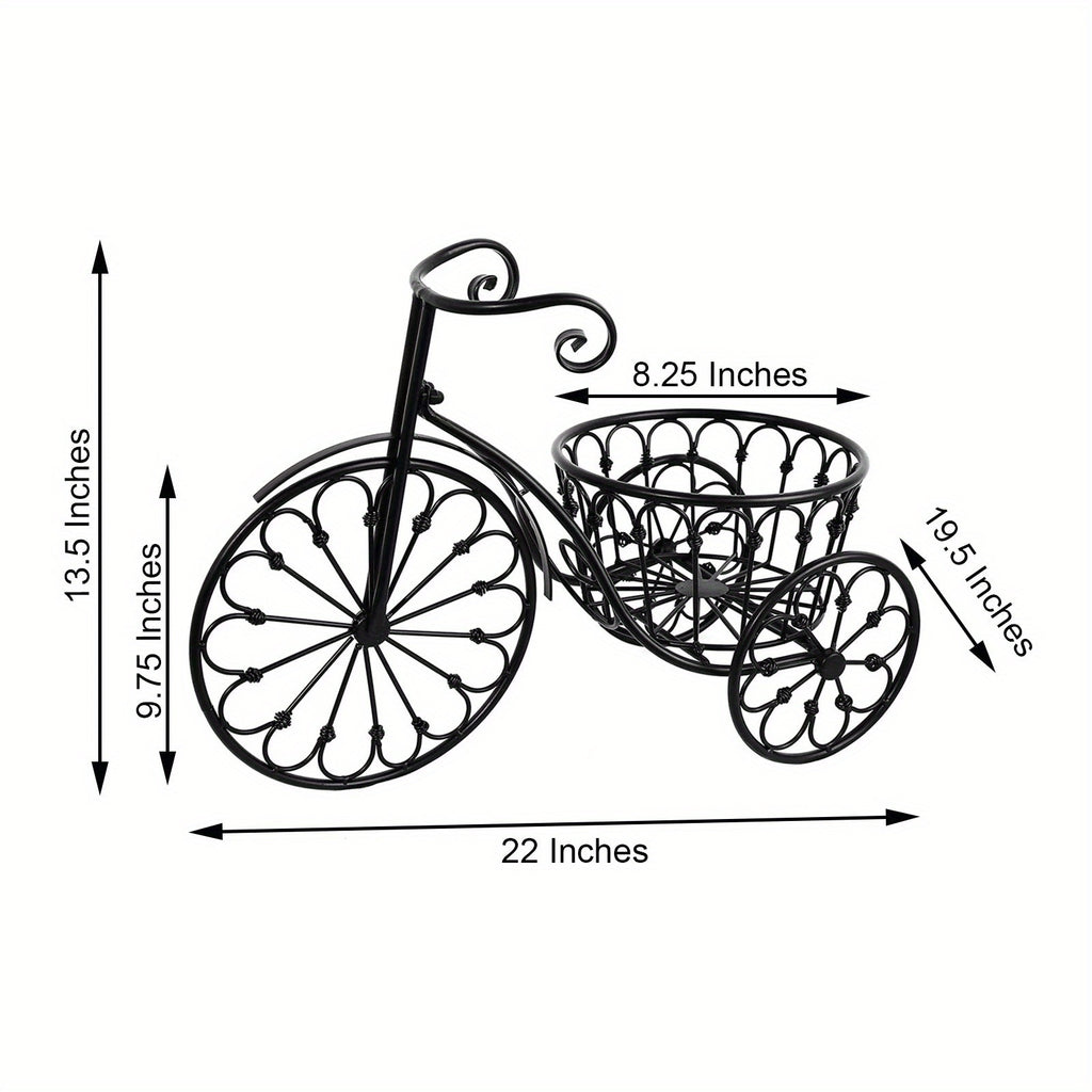 2-Inch Black Metal Bicycle Basket Planter - Indoor\u002FOutdoor Decorative Plant Holder with Sturdy Frame, Perfect for Kitchen Additions, Spring Decorations, Summer Decorations