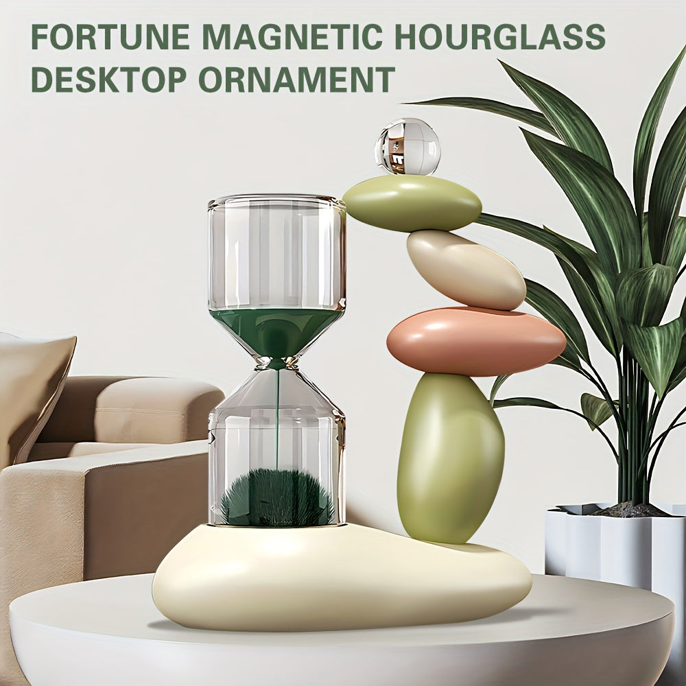 Modern Resin Art Sculpture, Hourglass And Stone Ornaments, Resin Fortune Stone Ornaments, Boho Home Decor, Living Room Decor, Unique Housewarming Gift, Suitable for Various Room Types, Holiday Decorations