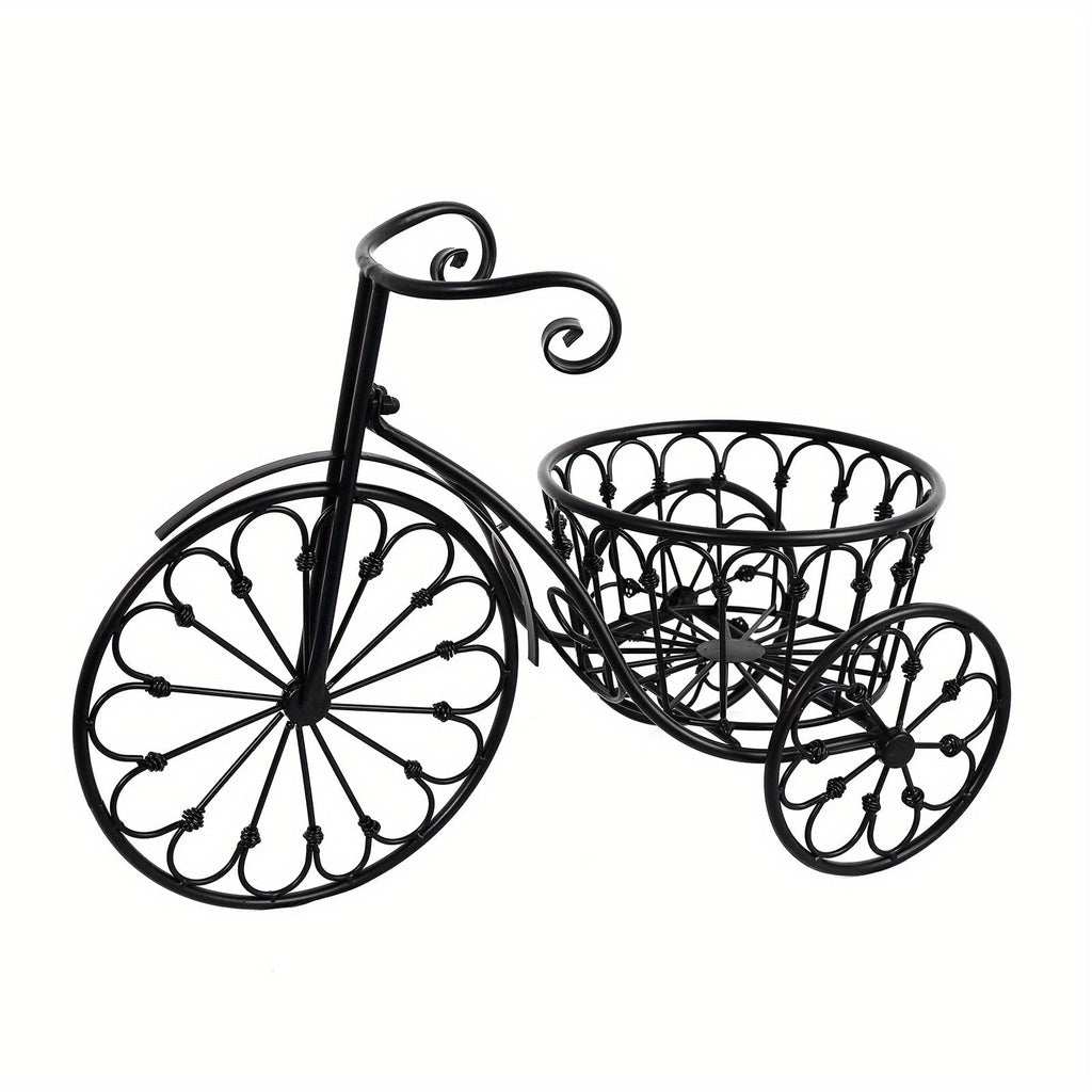 2-Inch Black Metal Bicycle Basket Planter - Indoor\u002FOutdoor Decorative Plant Holder with Sturdy Frame, Perfect for Kitchen Additions, Spring Decorations, Summer Decorations