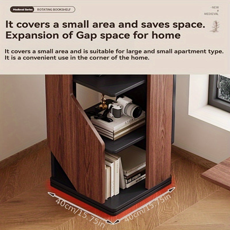 Rotating Bookshelf 360° Rotating 5 Tiers for Small Spaces Rotating Bookshelf. Solid Wood Corner Bookshelf Storage Shelf Display Bookshelf. Display Cabinet for Office, Home Living Room, Solid Wood