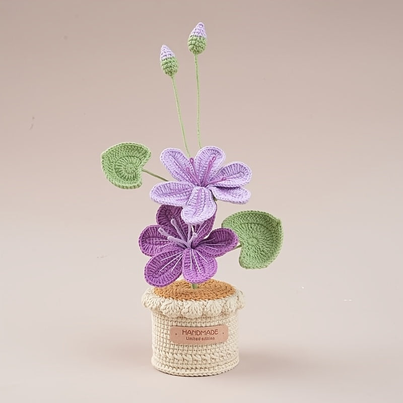 Crafted by Hand, This Crochet Potted Plant Decoration Features a Woven Flower Arrangement Perfect for Home Decoration. It Makes a Distinctive Handcrafted Gift for Occasions Like Mother'S Day, Father'S Day, Graduations