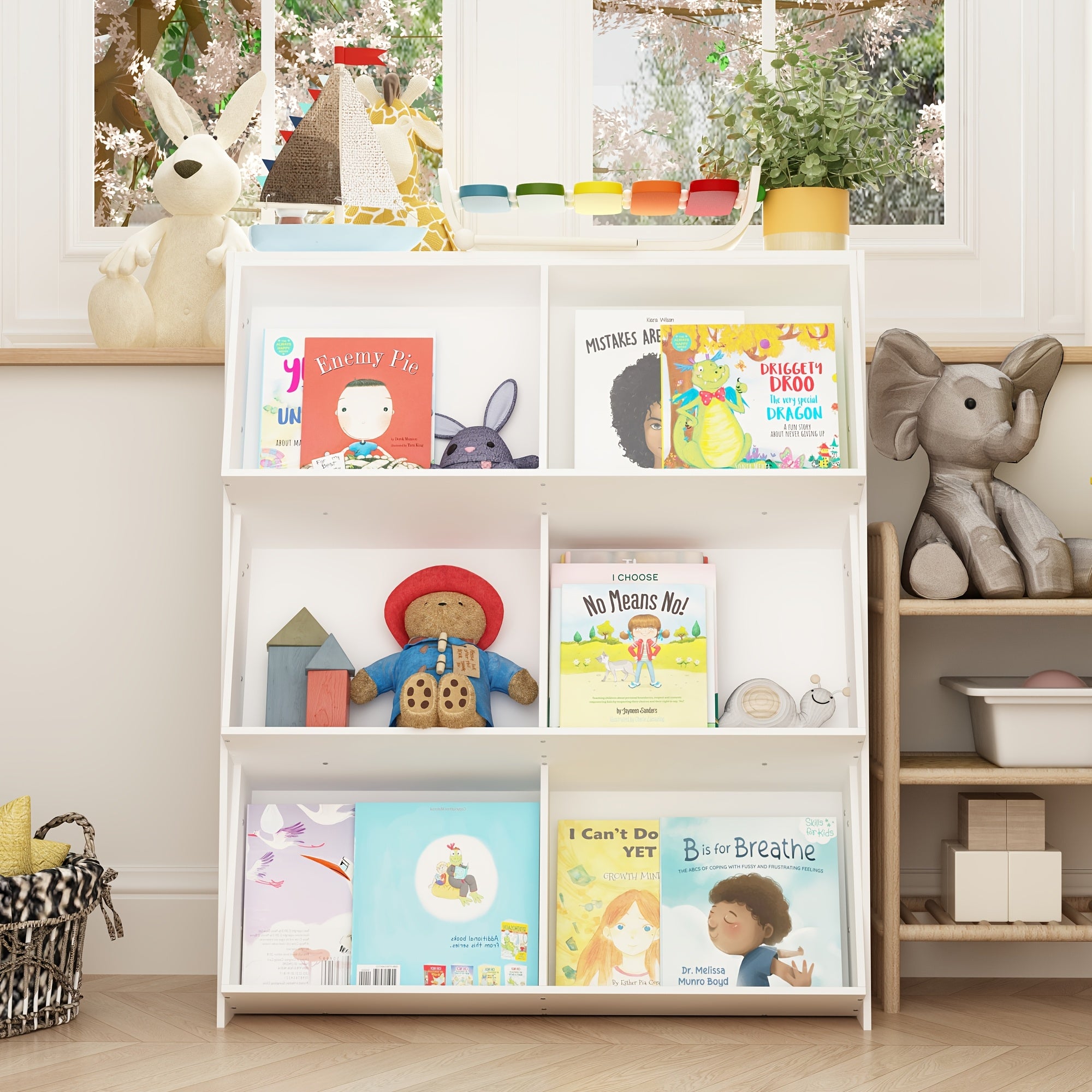 6-Cube Bookcase, Wooden 3-tier Open Storage Bookshelf, Modern Multipurpose Display Cabinet for Living Room, Study & Reading Nook, Modern Minimalist Design, White