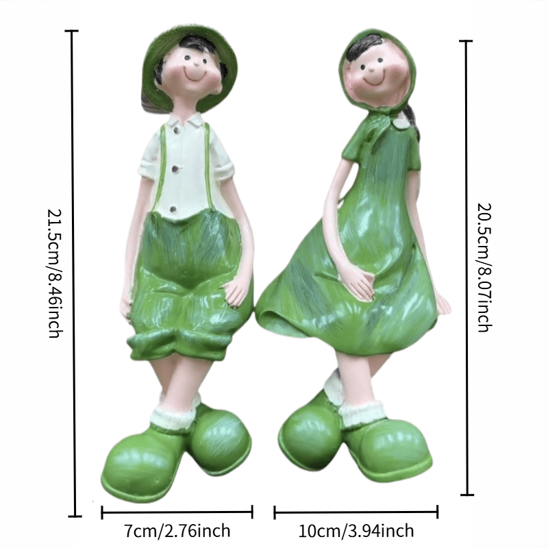 Hand-Painted Resin Figurine - Rustic Suitable for Use in Living Room,, Garden Statue with Green Suit & White Shirt Decor, Wedding Gift, Indoor\u002FOutdoor Decoration, Resin Ornament for Home or Lawn Care