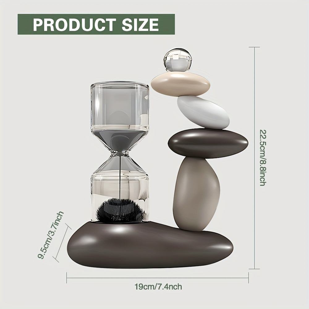 Modern Resin Art Sculpture, Hourglass And Stone Ornaments, Resin Fortune Stone Ornaments, Boho Home Decor, Living Room Decor, Unique Housewarming Gift, Suitable for Various Room Types, Holiday Decorations